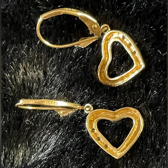 🔥Vintage 10K CI Diamond Heart Danglers - Picture 6 of 9